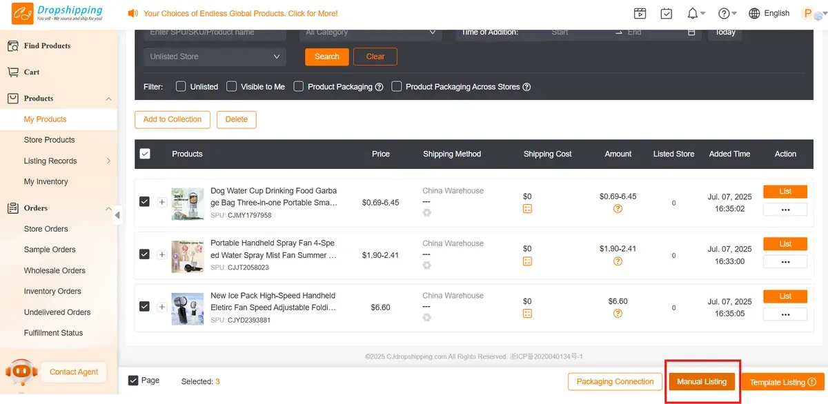Click Manual Listing
