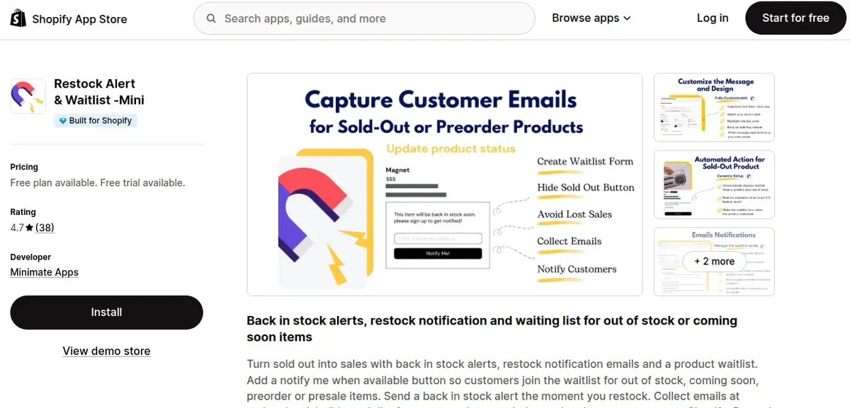 Restock Alert & Waitlist – Mini