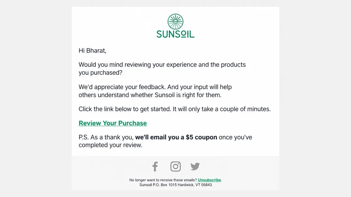 Personalize the review request