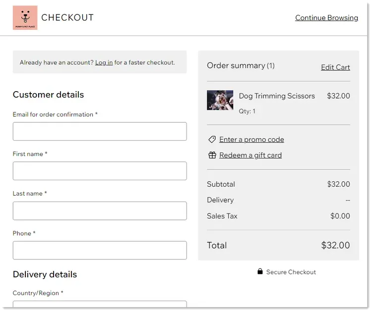 Simple Wix checkout for small businesses