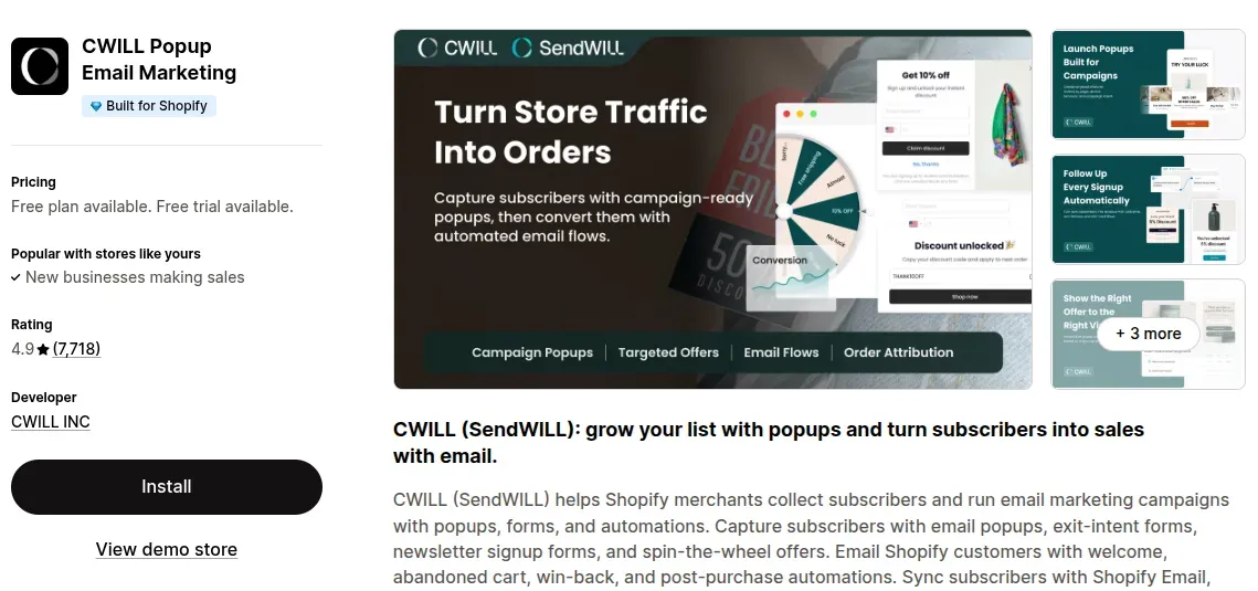 CWILL Pop Up Email Marketing
