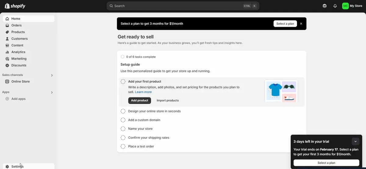 Click Settings