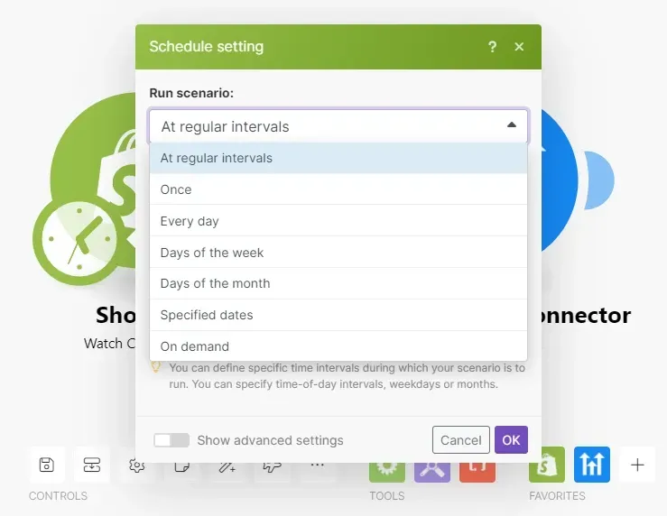 Schedule the scenario