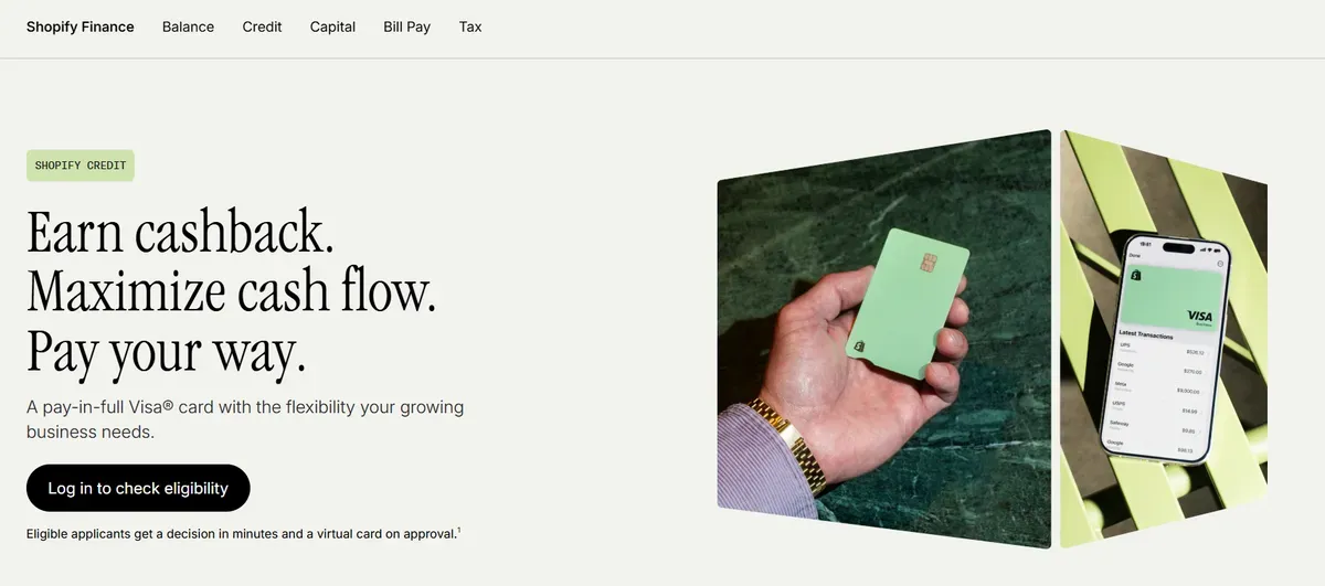 Go to Shopify Finance → Credit