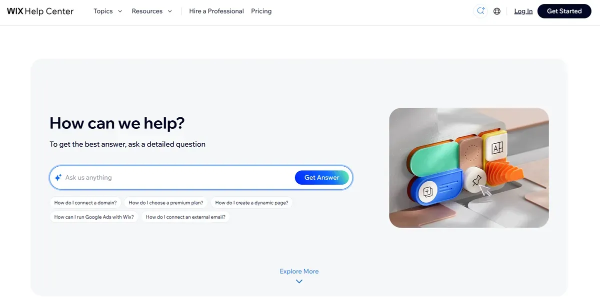 Get help with AI in WIX Help Center