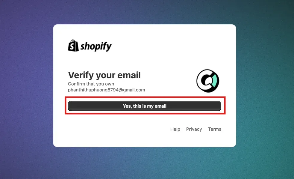 Click Yes, this is my email