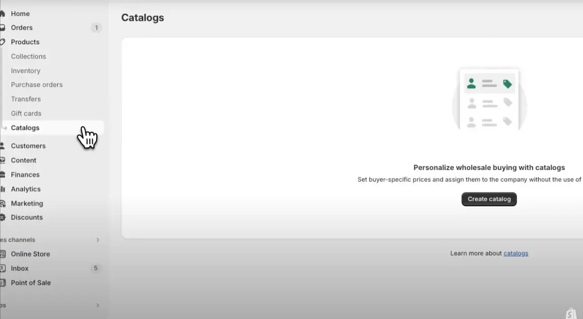  Create a catalog right in this section if you want 