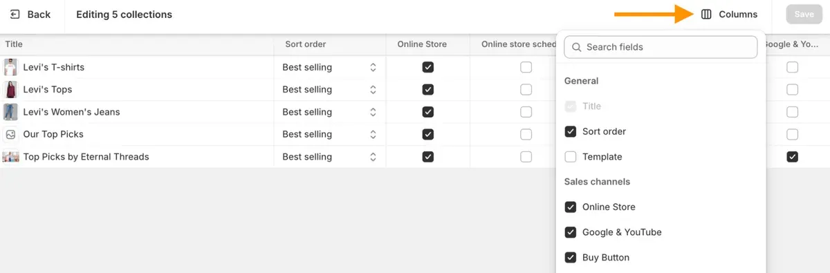Adjust columns