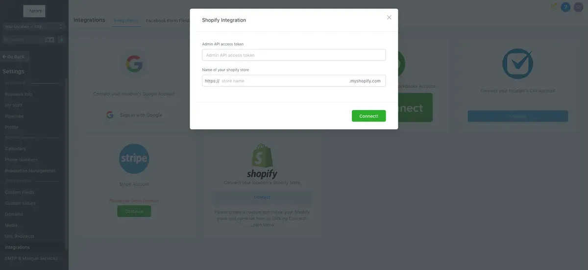 Enter your Shopify store name and paste the Admin APT token