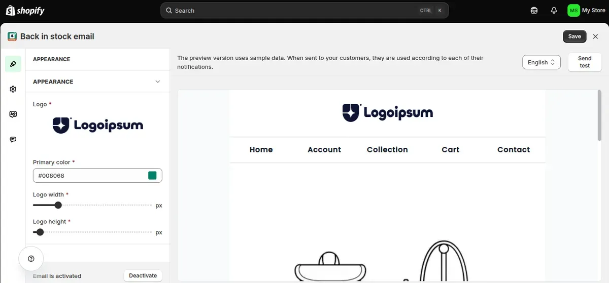 Customize the notification email 