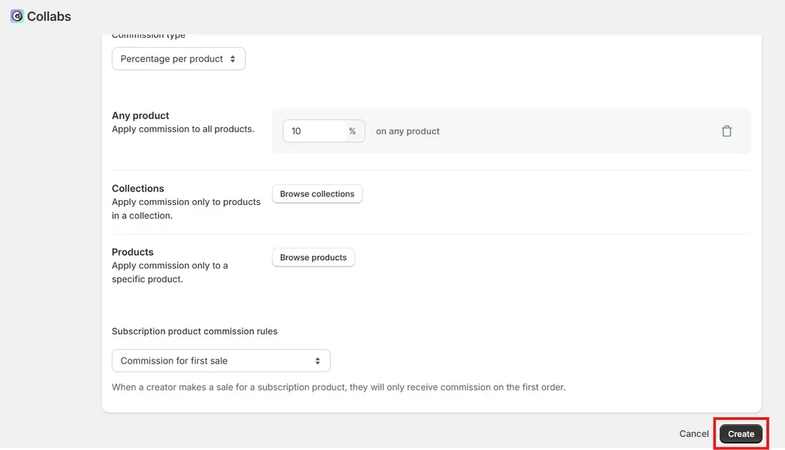 Click Create to finish the process