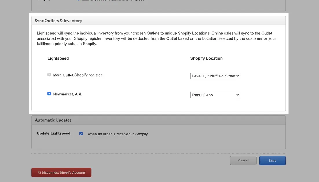 Set up Sync Outlets & Inventory