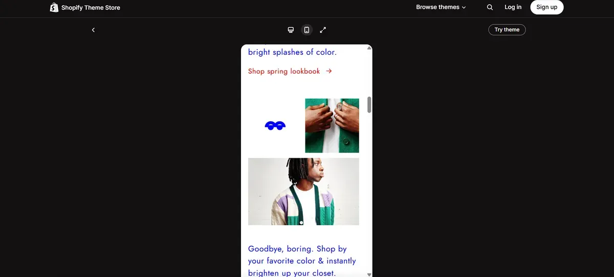 If you are running a fashion shop, try the Colorblock theme