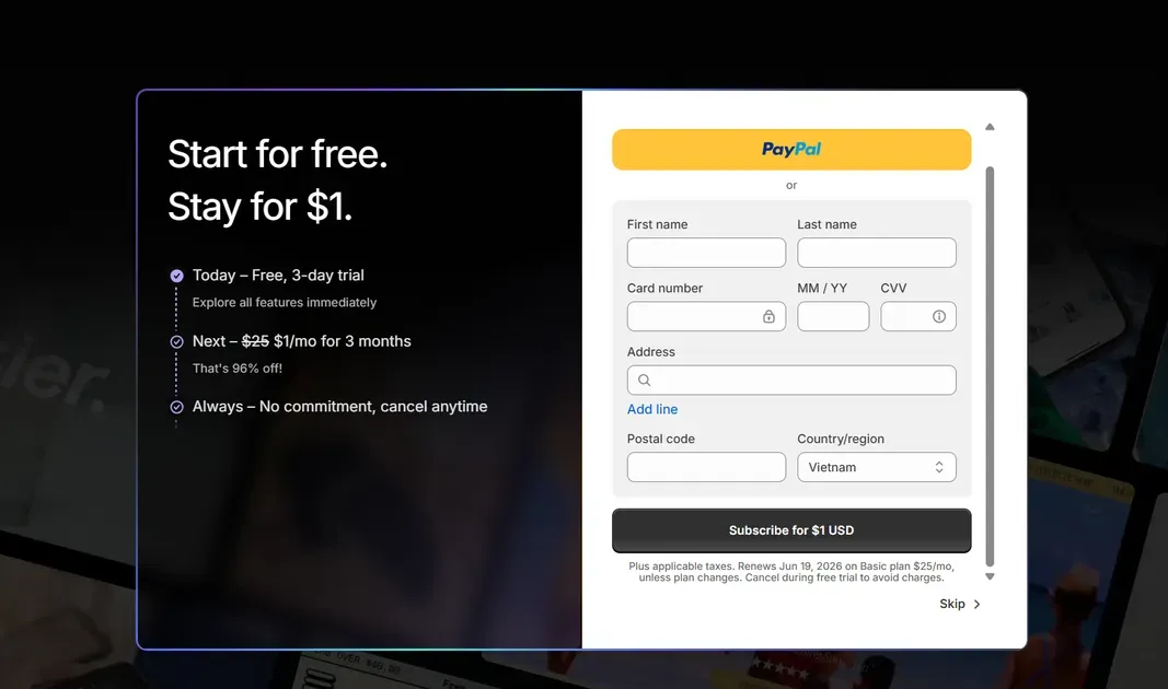 You can skip this part after entering your email