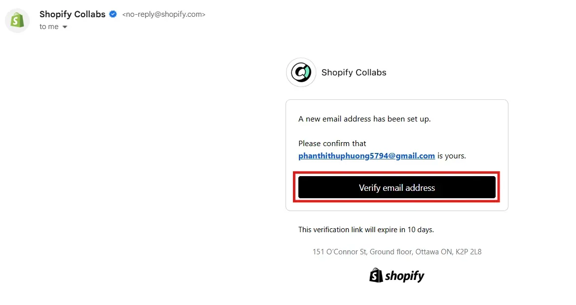 Click Verify email address