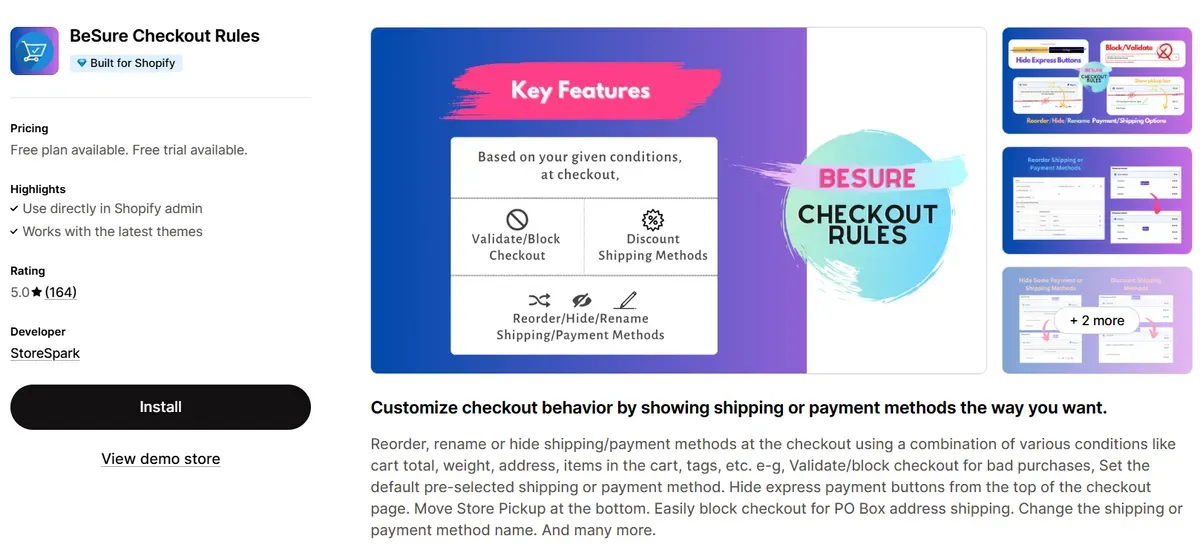 BeSure Checkout Rules