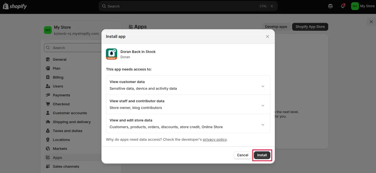 Click Install