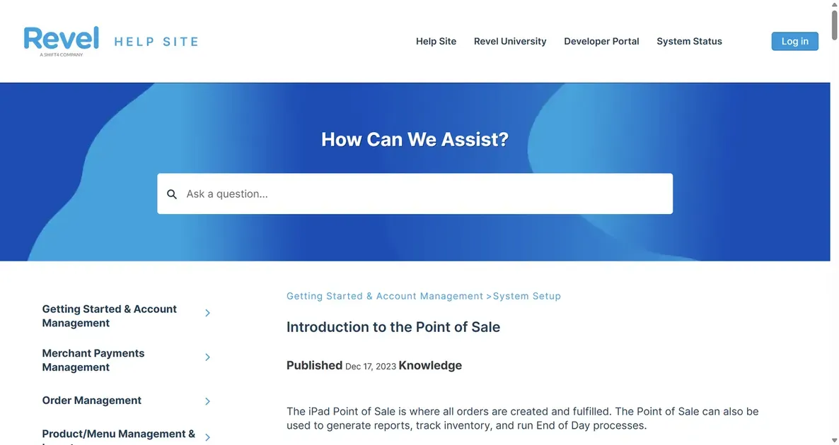 A help site for the Revel Point of Sale system, another alternative to Shopify POS