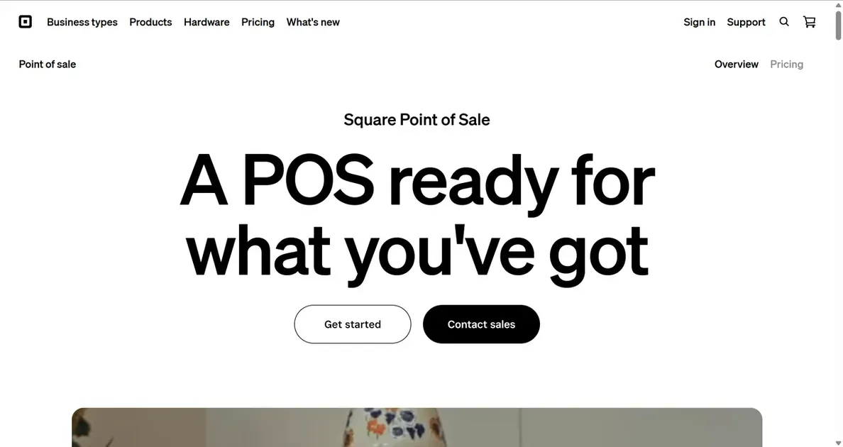 A Square Point of Sale website page, presented as an alternative to Shopify POS