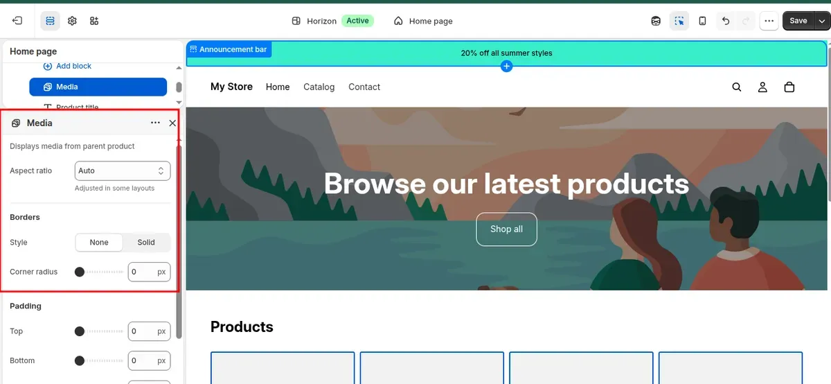 Add link and other options