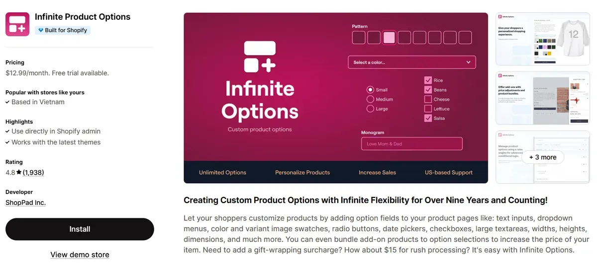 Infinite Product Options
