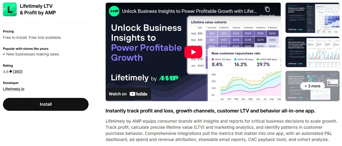 Lifetimely LTV & Profit by AMP