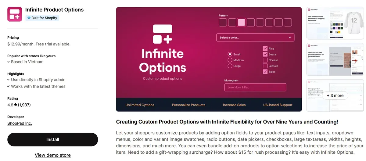 Infinite Product Options
