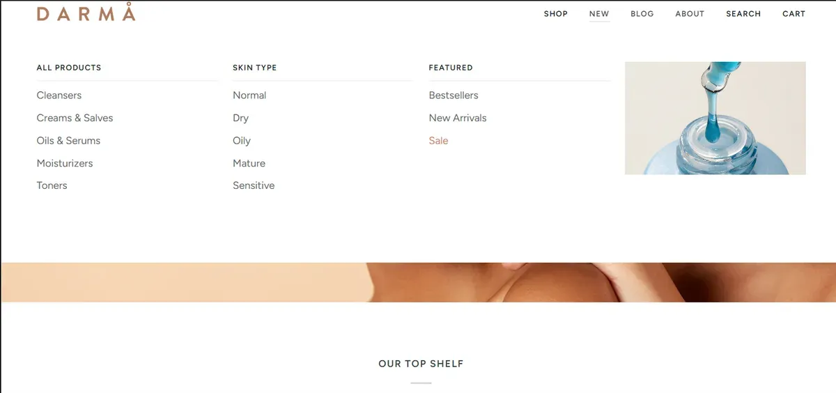 Multi-column navigation menu
