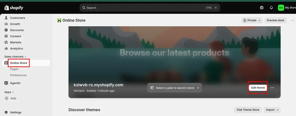 Open Edit theme