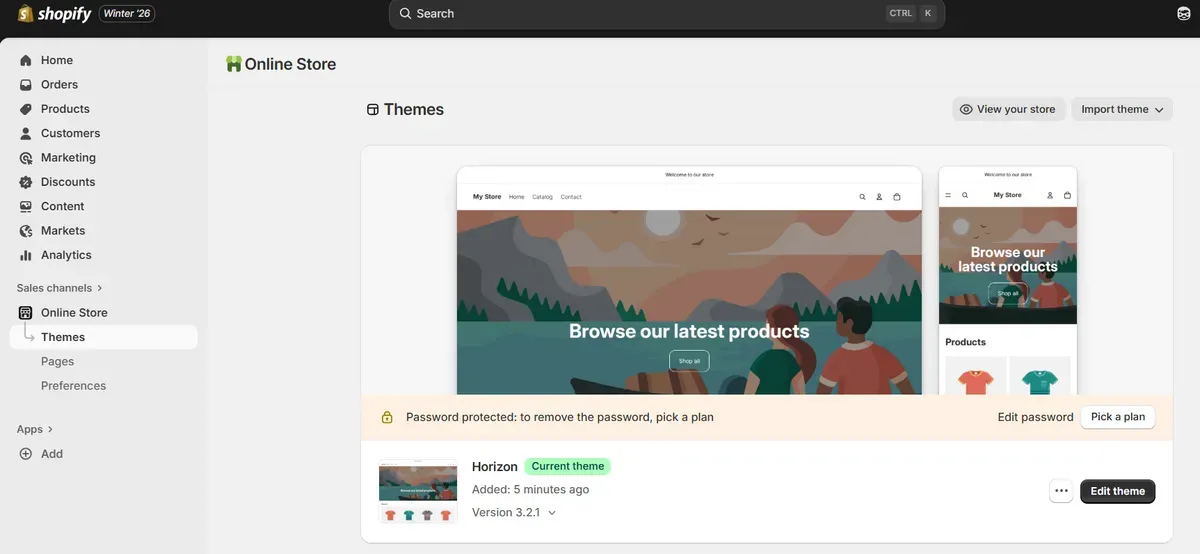 Choose a theme and add important pages