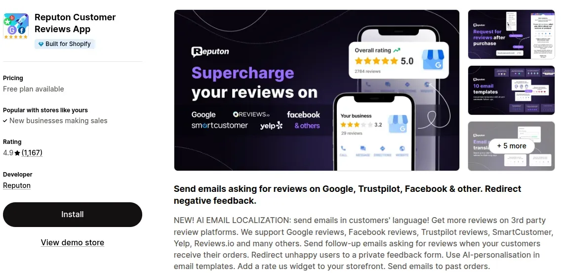 Reputon Customer Reviews App