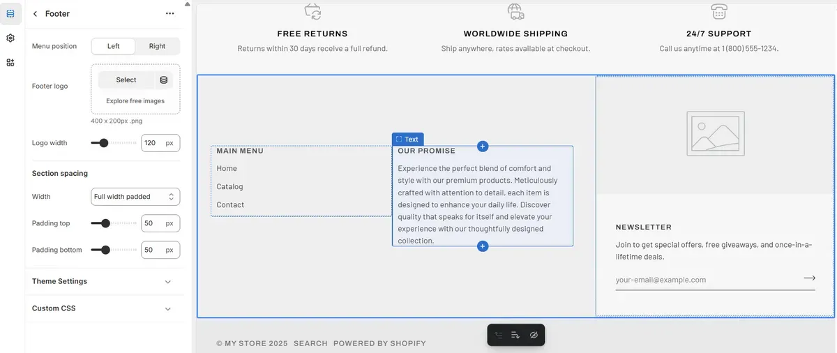 Customize Footer