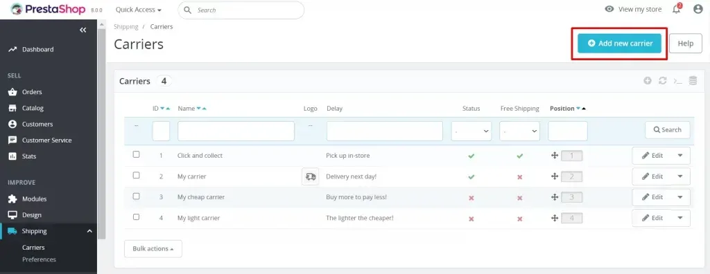 PrestaShop shipping & delivery