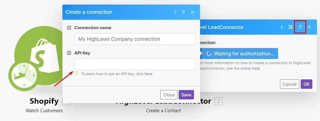 Insert your HighLevel API key