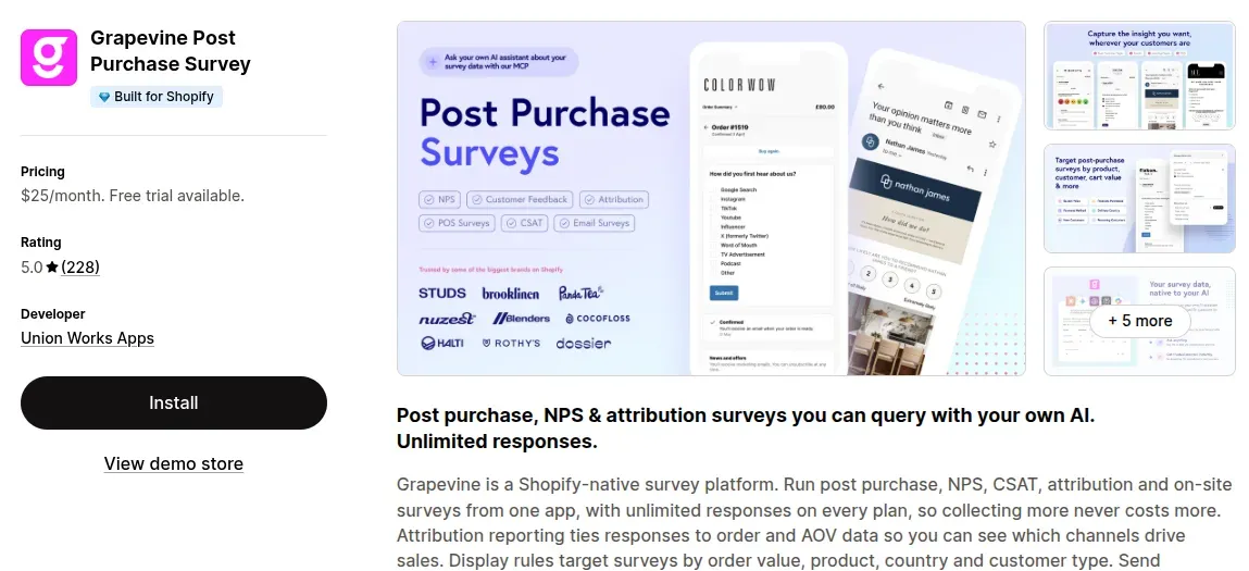 Grapevine Post Purchase Survey
