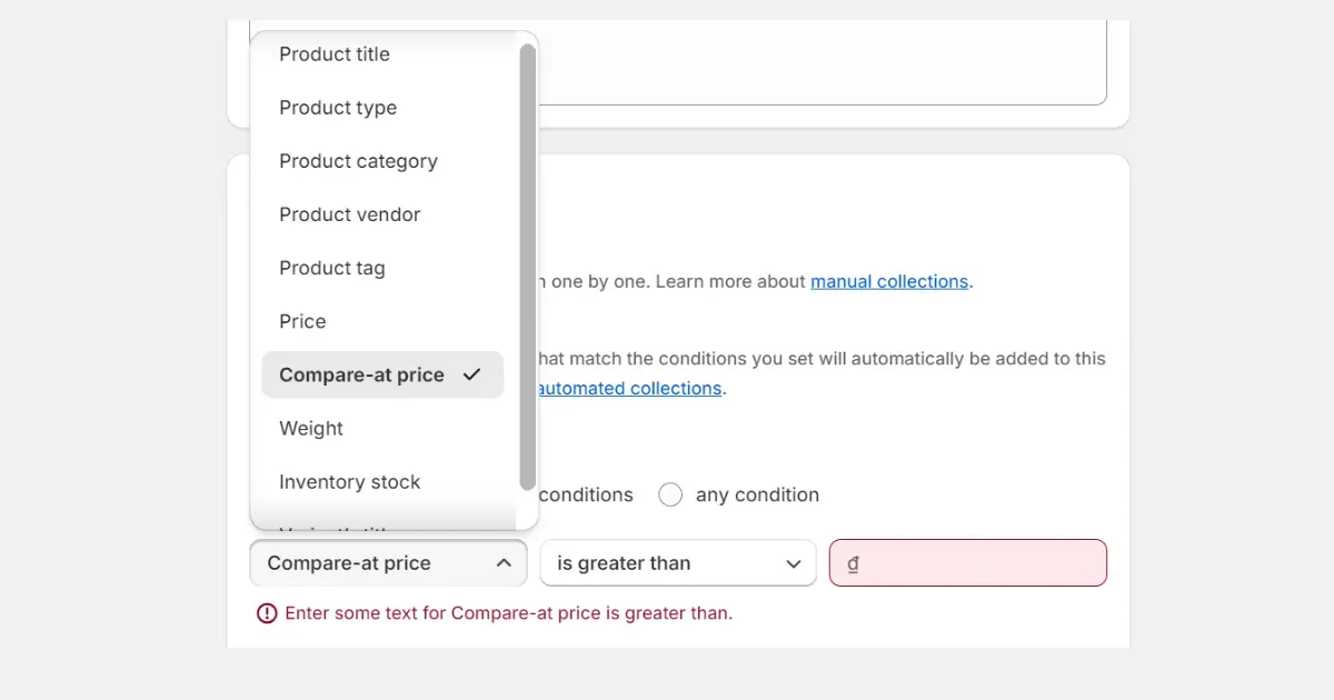 Step 6: Choose the "Compare at price" 