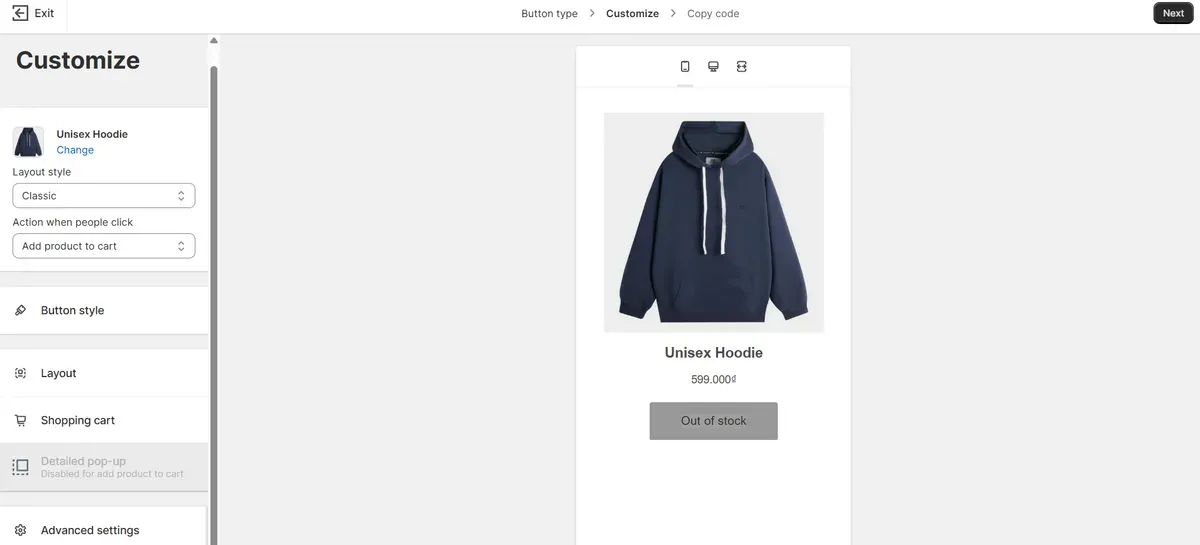 Customize the settings