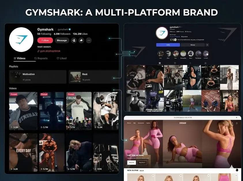 Gymshark is a Shopify shop appearing on a lot of social media channels
