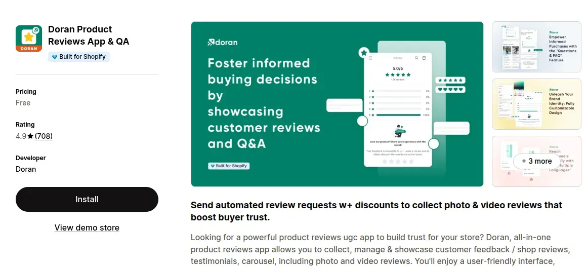 Doran Product Reviews App & QA