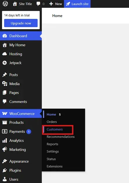 Go to WooCommerce and select Customers