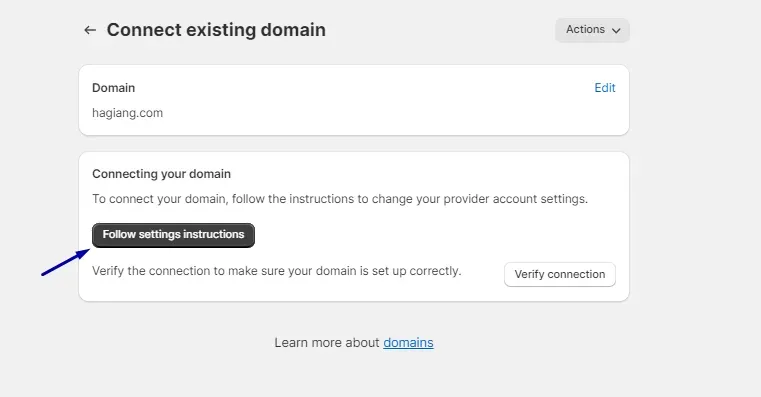 Follow settings instructions