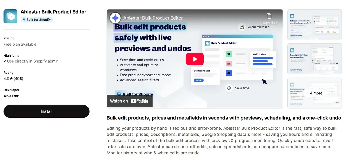 Ablestar Bulk Product Editor