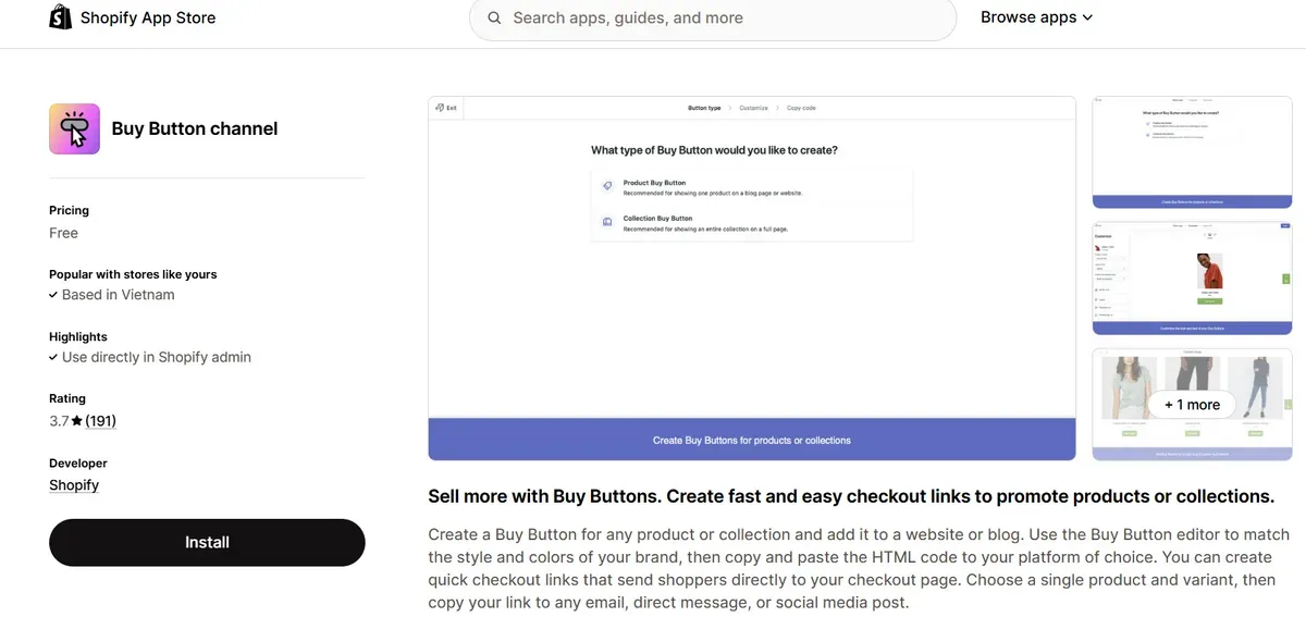 Search for Buy Button and click Install
