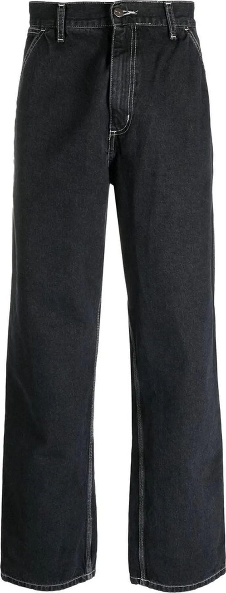 Contrast Stitching Straight-Leg Trousers