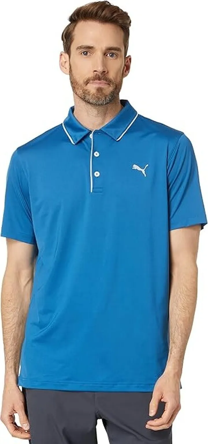 PUMA Golf MATTR Bridges Polo (Lake Blue) Men's Clothing