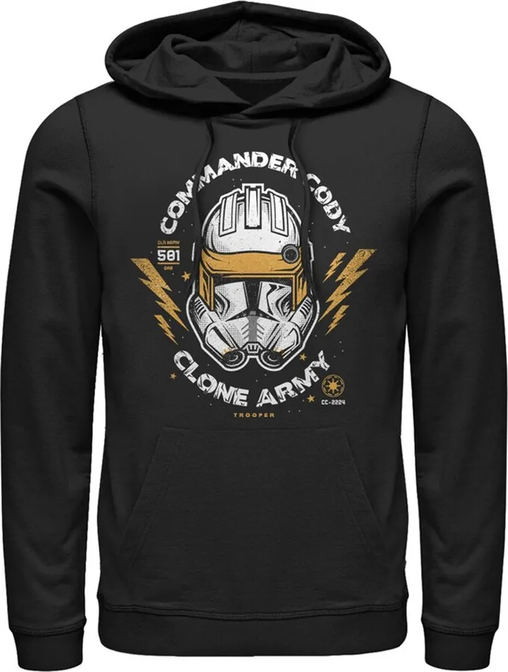 Men's Star Wars: The Clone Wars Commander Cody Army Head Shot Pull Over Hoodie - Black - 2X Large