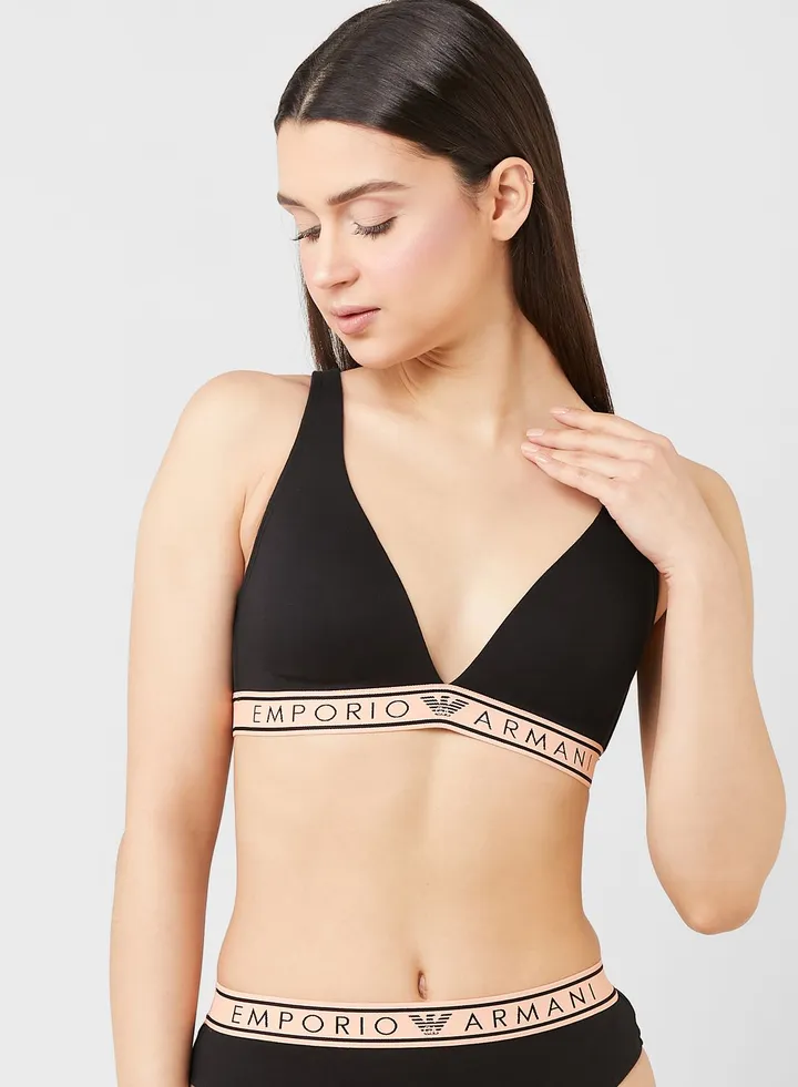 Logo Band Plunge Bra