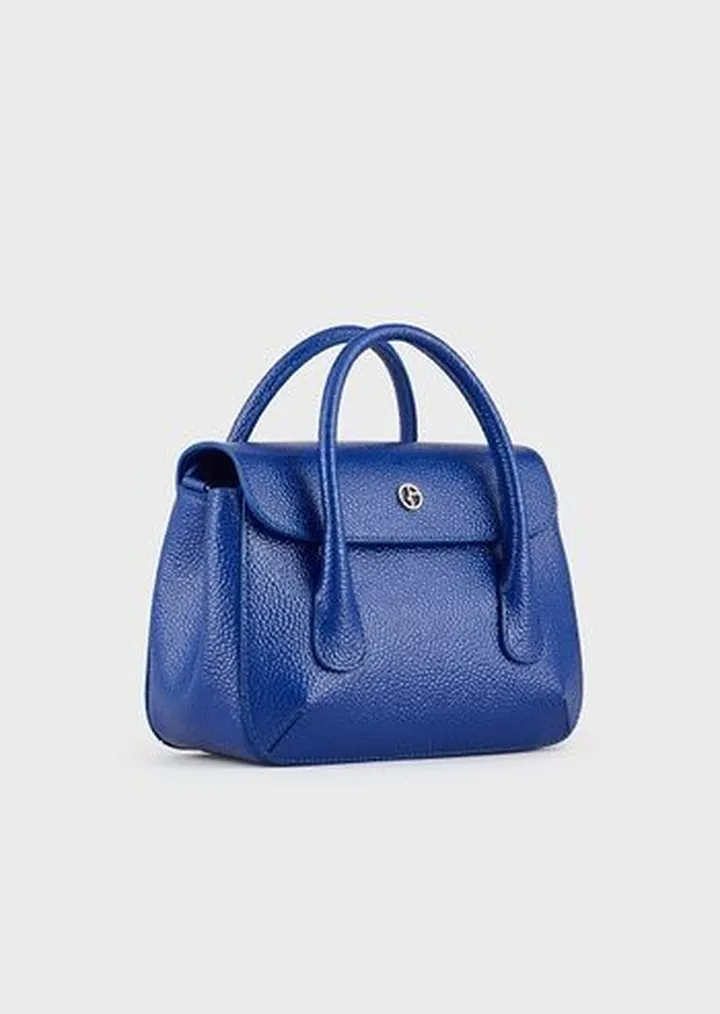Small la Prima Bauletto bag in pebbled patent-leather