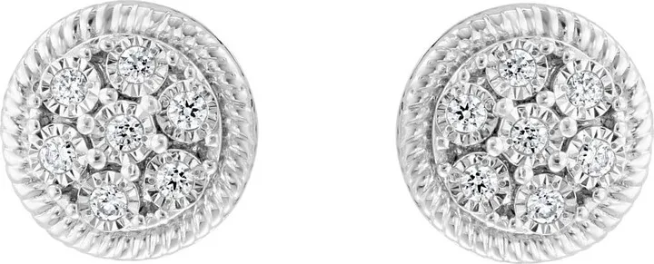 Sterling Silver Round Diamond Stud Earrings - 0.09 ctw.