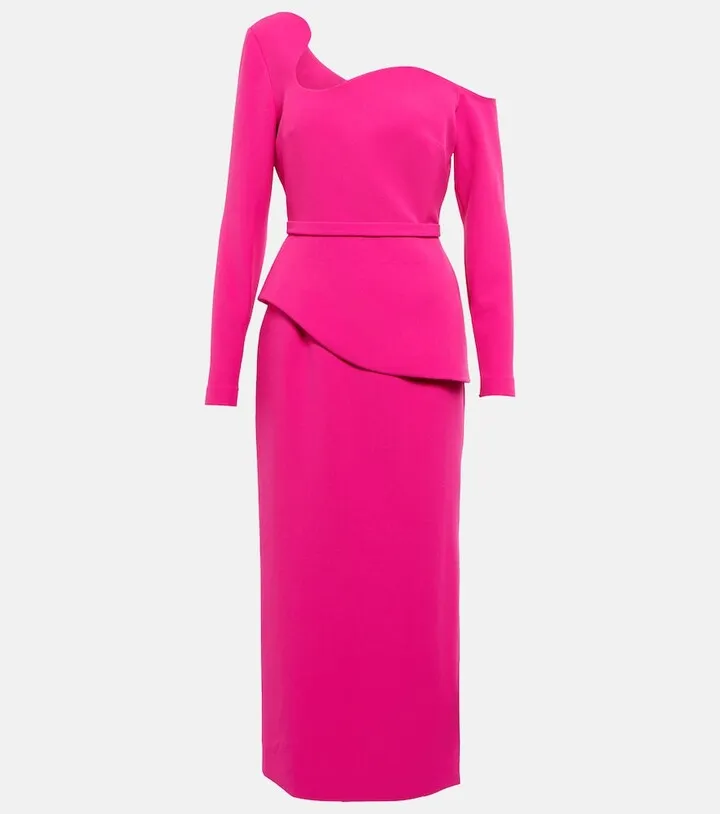 Constanza one-shoulder crepe midi dress